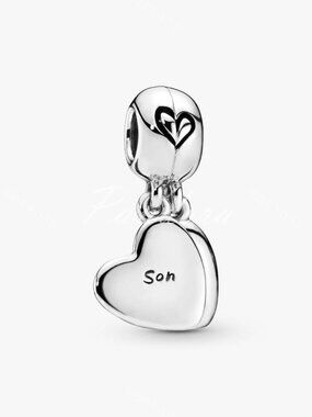 Mother & Son Heart Split Dangle Charm